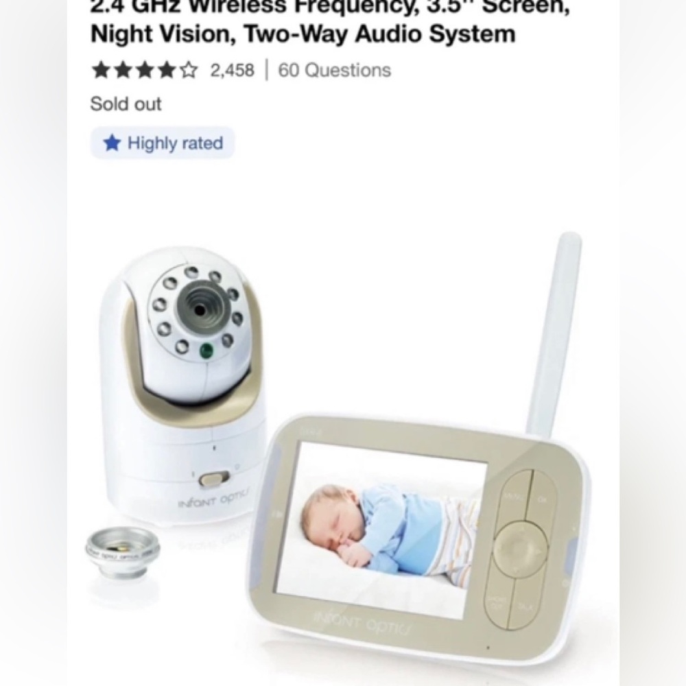 Infant Optics Dxr-8 Video Baby Monitor With Interchangeable Optical Lens